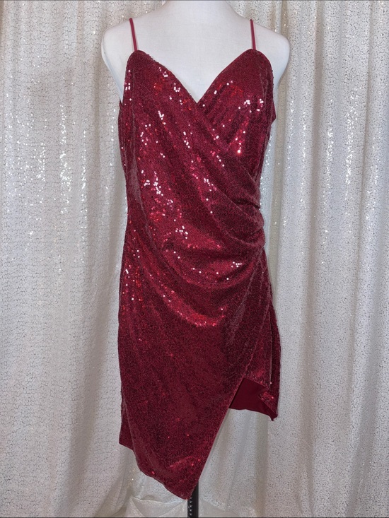 Fashion Nova Dresses & Skirts - Fashion Nova Red Burgundy Sequin Draped Mini Dress